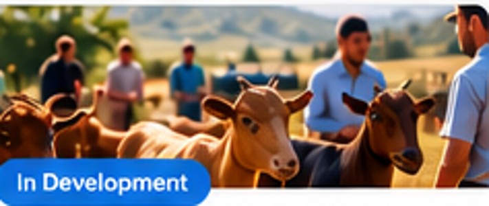 Livestock and farmers at a market